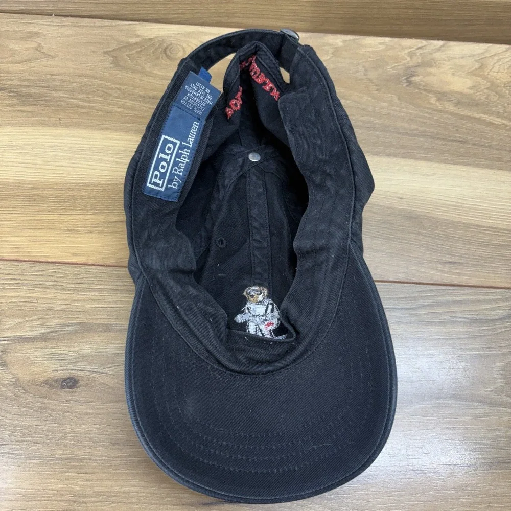 Polo Ralph Lauren Ski Bear Ball Cap Black Strapback Cotton Hat